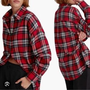 Favorite Daughter Red and Black Plaid Shirt